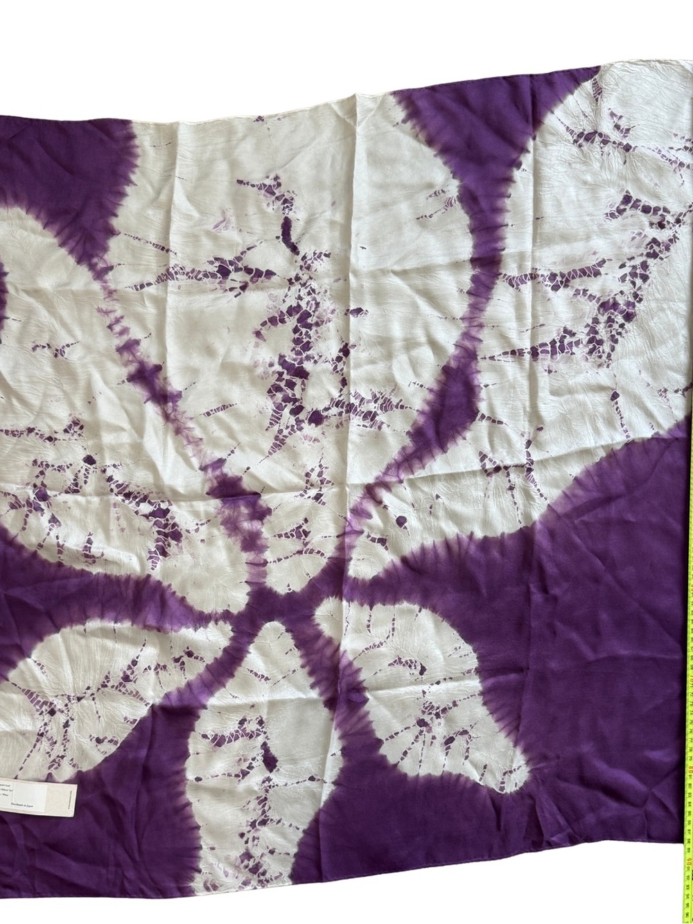 NWT Suzusan Japan Handmade Shibori Silk Square Scarf Purple White